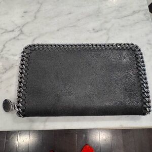 Stella McCartney Black Wallet with Silver Chain